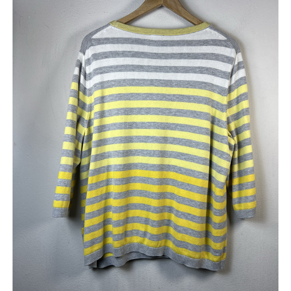 Talbots Women's 3X Petite XXXL p Pullover Sweater Yellow Gray 3/4 Sleeve Ombre - Picture 7 of 10